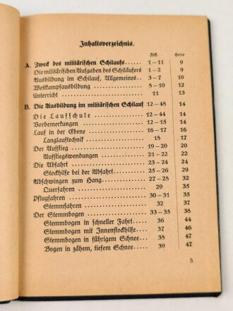 H. Dv. 374/2 "Ausbildungsvorschrift für die Gebirgstruppen" Heft 2 Der militärische Schilauf(Schivorschrift), 85 Seiten, datiert 1938, DIN A6