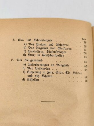 H. Dv. 374/1 "Ausbildungsvorschrift für die Gebirgstruppen" Heft 1 Alpine Technik, 82 Seiten, DIN A5, Wasserschaden, teilweise gelöst