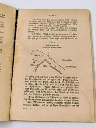 H. Dv. 374/1 "Ausbildungsvorschrift für die Gebirgstruppen" Heft 1 Alpine Technik, 82 Seiten, DIN A5, Wasserschaden, teilweise gelöst