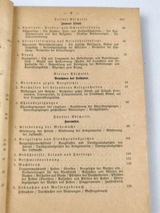 "Der Dienst-Unterricht im Heere, Ausgabe für den Kanonier" datiert 1937/38, 313 Seiten, DIN A 5, gebraucht