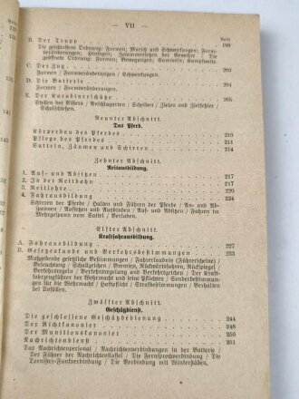 "Der Dienst-Unterricht im Heere, Ausgabe für den Kanonier" datiert 1937/38, 313 Seiten, DIN A 5, gebraucht