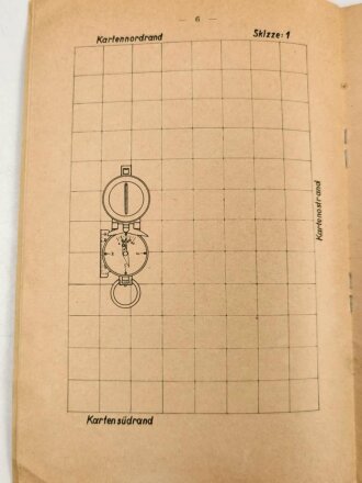 H. Dv. 362. "Anleitung zum Gebrauch des Marschkompasses" 11 Seiten, datiert 1940, DIN A5, stark gebraucht