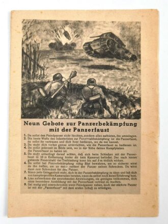 "Neun Gebote zur Panzerbekämpfung mit der Panzerfaust", 4 Seiten, DIN A5, gelocht