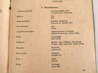 Deutsche Reichsbahn "Deutsch-russischer Sprachführer im Bahnunterhaltungsdienst", datiert 1942, 28 Seiten, DIN A5