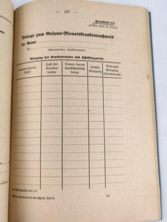 H. DV. 193/8 "Wehrmachts-Sanitäts-Vorschrift, Teil 8 - Ärztliche Berichtsanweisung ", datiert 1939, 224 Seiten, DIN A5