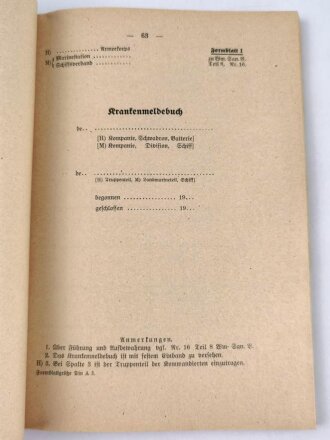 H. DV. 193/8 "Wehrmachts-Sanitäts-Vorschrift, Teil 8 - Ärztliche Berichtsanweisung ", datiert 1939, 224 Seiten, DIN A5