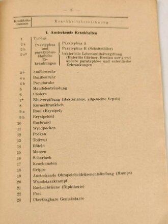 H. DV. 193/8 "Wehrmachts-Sanitäts-Vorschrift, Beiheft zu Teil 8 - Krankheiten-Verzeichnis", datiert 1936, 50 Seiten, DIN A5