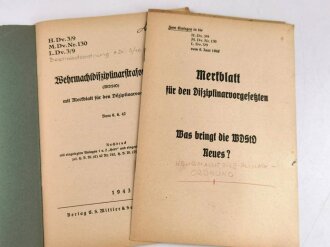 H. DV. 3/9, "Wehrmachtdisziplinarstrafordnung mit...