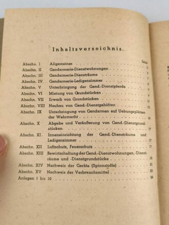 P.D.V. 29 "Vorläufige Bestimmungen über die Unterbringung der Gendarmerie des Einzeldienstes", datiert 1943, 60 Seiten, DIN A5