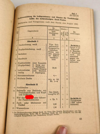 P.D.V. 29 "Vorläufige Bestimmungen über die Unterbringung der Gendarmerie des Einzeldienstes", datiert 1943, 60 Seiten, DIN A5