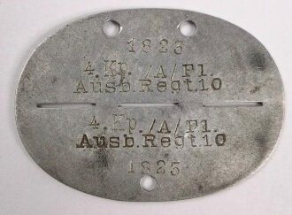 Erkennungsmarke Aluminium eines Angehörigen " 4.Kp./A/Fl/Ausb.Regt.10 "