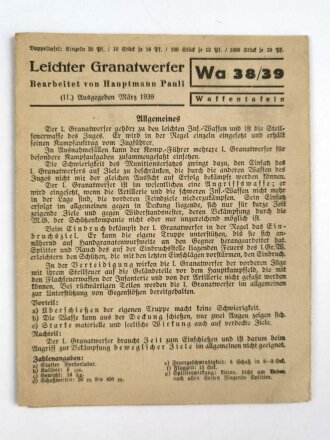 Waffentafel Wa 38/39 "Leichter Granatwerfer" von 1939