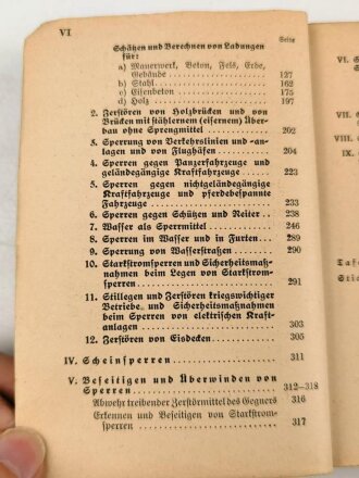 H.Dv. 220/4 "Ausbildungsvorschrift für die Pionier, Teil 4 Sperren" datiert 1935, 434 Seiten, DIN A6