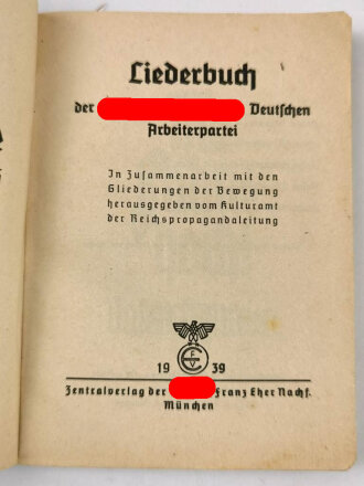 "Liederbuch Der Nationalsozialistischen Deutschen...