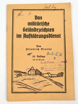 "Das militärische Geländezeichnen im Aufklärungsdienst" datiert 1936, 35 Seiten, DIN A5