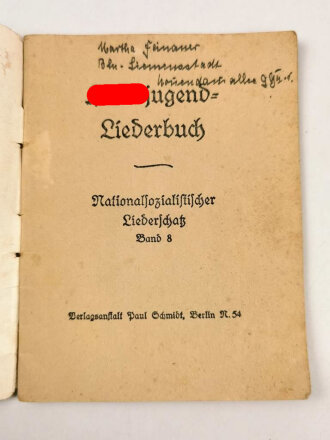 "Wir sind Deutschlands Zukunft - Hitlerjugend-Liederbuch" 31 Seiten, DIN A6, stark gebraucht