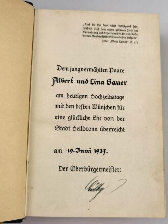 Adolf Hitler "Mein Kampf", Hochzeitsausgabe der Stadt Heilbronn 1937, komplett im Schuber