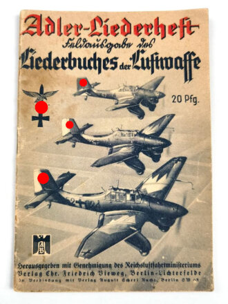 "Adler Liederheft, Liederbuch der Luftwaffe" 31 Seiten, DIN A6