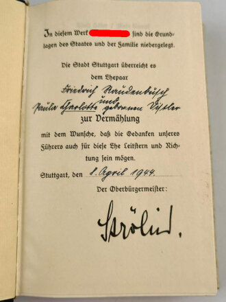 Adolf Hitler "Mein Kampf", Hochzeitsausgabe der Stadt Stuttgart 1944, komplett im Schuber, guter Zustand