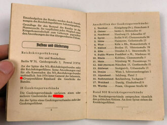 Der NS.- Reichskriegerbund "Was er ist und was er will" datiert 1936, 25 Seiten, DIN A6