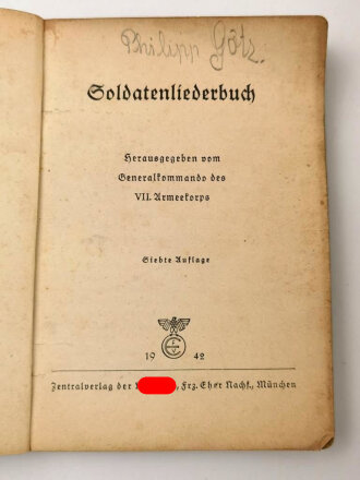 "Soldatenliederbuch" Herausgegeben vom...