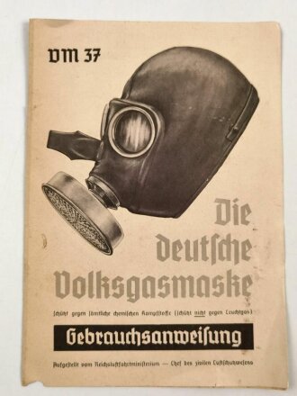 "Die deutsche Volksgasmaske VM 37" Gebrauchsanweisung DIN A5