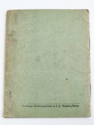 Deutscher Schützen Verband, Mitgliedsbuch zugleich Schießbuch für Kleinkaliberbüchse, Wehrmannzimmerstutzen und Zimmerstutzen, ab 1937