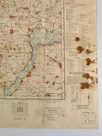 Deutsche Heereskarte Osteuropa 1943 "Kriwoi Rog" Ukraine, stark gebraucht, Maße: 50 x 65 cm