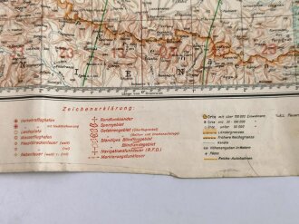 Luftwaffe, Luft Navigationskarte in Merkatorprojektion, Zusammendruck West, stark gebraucht, datiert 1939, Maße: 110 x 75 cm