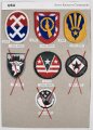 U.S. Army, Sammlung Ärmelabzeichen Army Reserve Commands, auf Karton geklebt