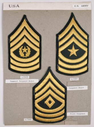 U.S. Army, Sammlung Ärmelabzeichen, auf Karton getrackert