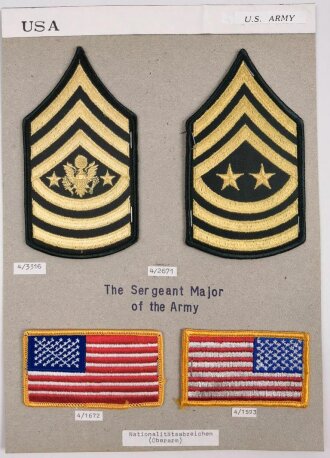 U.S. Army, Sammlung Ärmelabzeichen, auf Karton...