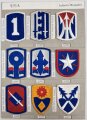 U.S. Army, Sammlung  Ärmelabzeichen Infantry Brigades, auf Karton getackert und teils geklebt