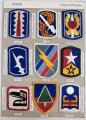 U.S. Army, Sammlung  Ärmelabzeichen Infantry Brigades, auf Karton getackert und teils geklebt