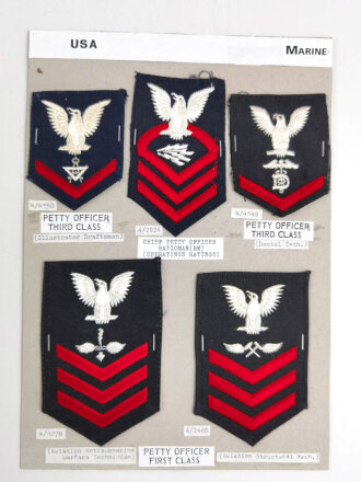 U.S. Navy, Sammlung Ärmelabzeichen, auf Karton...