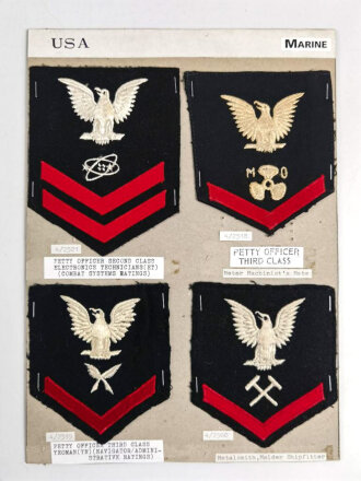 U.S. Navy, Sammlung Ärmelabzeichen, auf Karton...