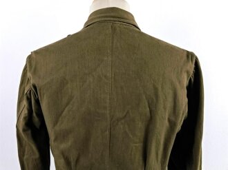 Tropenfeldbluse 3. Modell für Angehörige des Heeres. Kammerstück von 1944, der Adler entfernt, sonst sehr guter Zustand