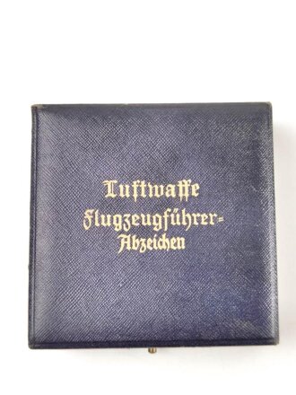 Flugzeugführerabzeichen, Buntmetall ohne Herstellermarkierung von FLL. Im Etui