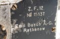 Kaiserreich und 1.Weltkrieg, Zieleinrichtung für MG08  und 08/15 " Z.F.12", Hersteller Busch Rathenow. Durchsicht in Ordnung, Einstellung gängig.