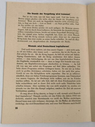 "Rede des Führers im Münchner Löwenbräukeller am 8. November 1943" über DIN A5, 20 Seiten