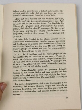 "Ansprache des Reichsministers des Auswärtigen v. Ribbentrop am 27. September 1942 in Berlin" über DIN A5, 15 Seiten