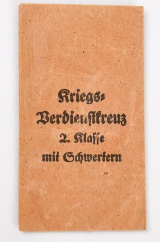 Kriegsverdienstkreuz 2.Klasse mit Schwertern, am Band. In Tüte von "Moritz Hausch Pforzheim"