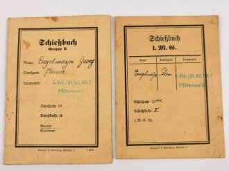 Gebirgs Pionier Ersatz Btl 7 Mittenwald, 2 x Schießbuch eines Angehörigen