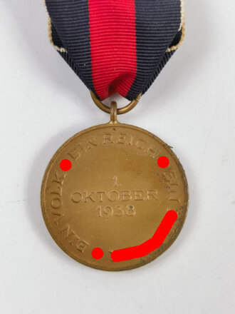 Medaille zur Erinnerung an den 1. Oktober 1938 (Anschluss Sudetenland), am Band