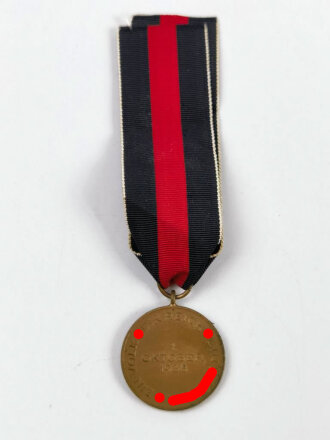 Medaille zur Erinnerung an den 1. Oktober 1938 (Anschluss Sudetenland), am Band