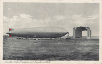 Ansichtskarte "Frankfurt/M, Flughafen mit Zeppelin...