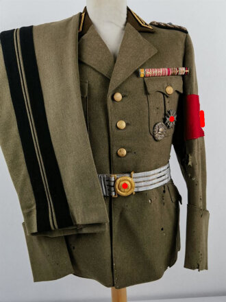 Reichsarbeitsdienst, Uniformrock mit Hose sowie Feldbinde...