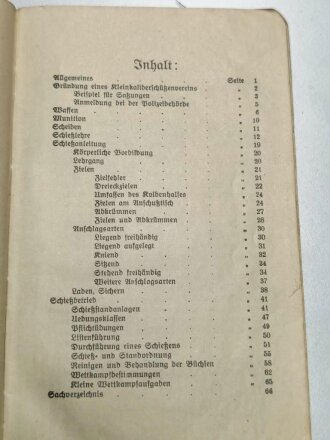 "Kleinkaliber Scheibenschießen des Württembergischen Kriegerbund" 65 Seiten, gebraucht, DIN A5