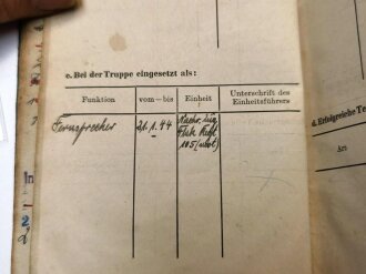 Soldbuch Luftwaffe, ausgestellt am 5.8.1941 bei einer Luftnachrichtenkompanie mot Nürnberg