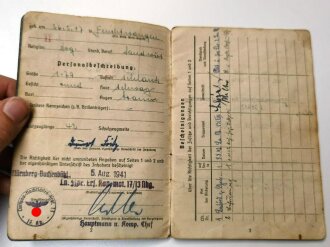 Soldbuch Luftwaffe, ausgestellt am 5.8.1941 bei einer Luftnachrichtenkompanie mot Nürnberg